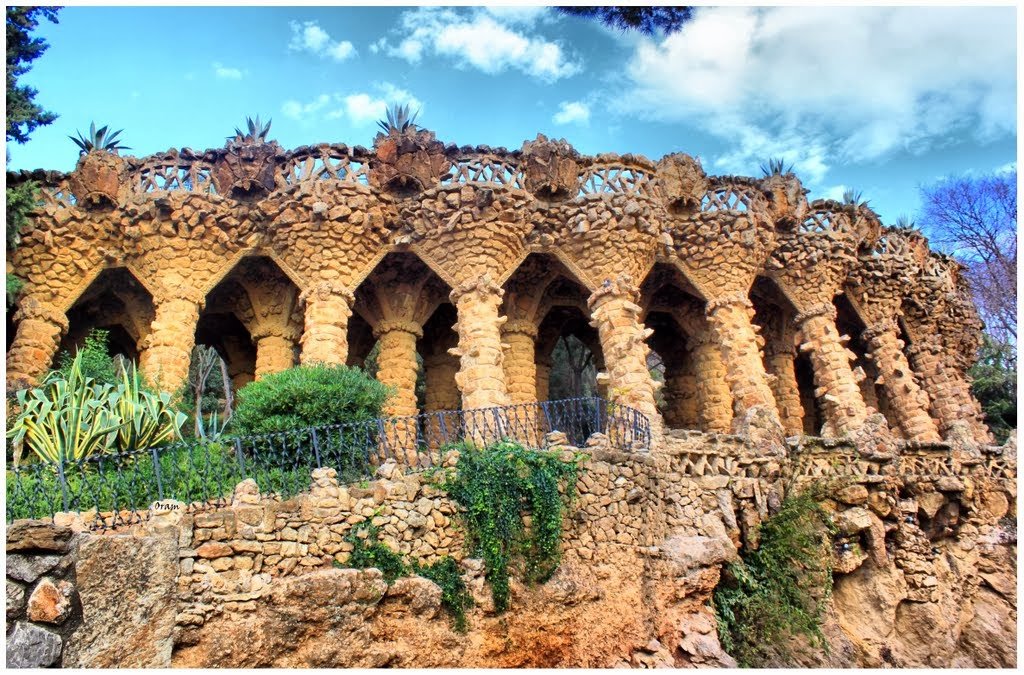 Construção no Parque Guell em Barcelona na Espanha