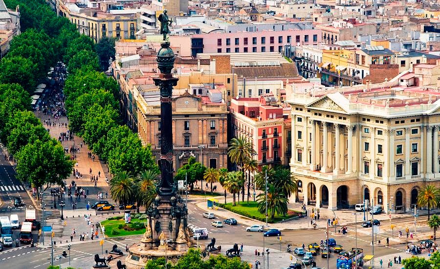 Rua La Rambla em Barcelona vista de cima