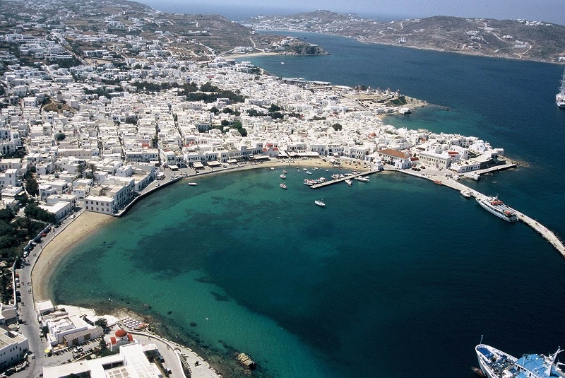 Ilha de Mykonos vista de cima