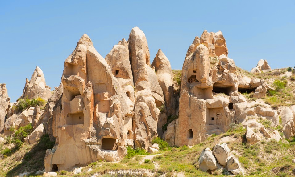 Formações rochosas no Museu a Céu Aberto de Goreme na Capadócia