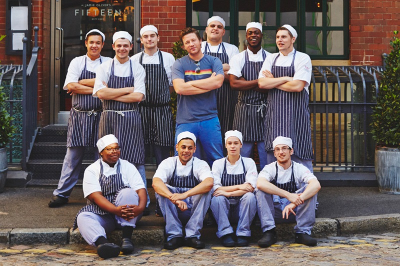 Jamie Oliver no Restaurante Fifteen em Londres