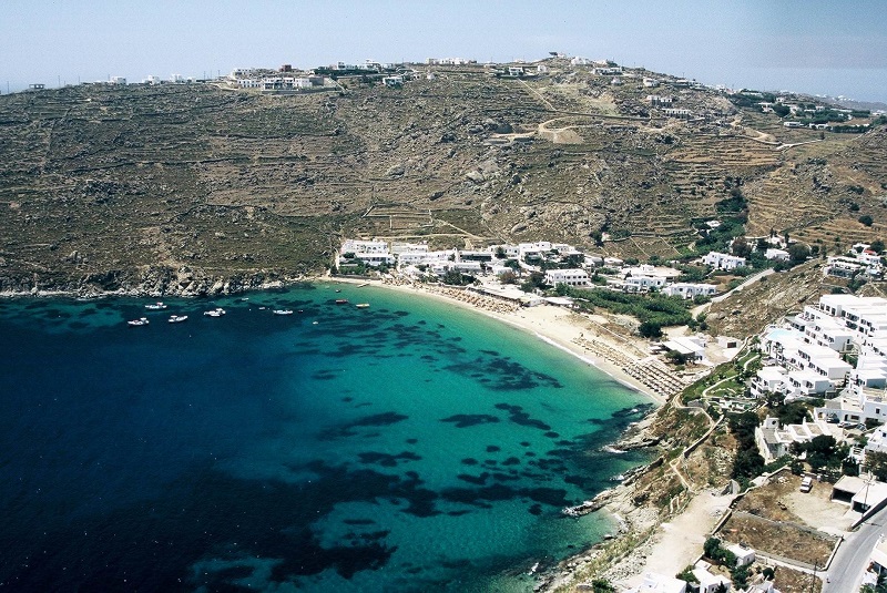 Praia Psarou na ilha de Mykonos