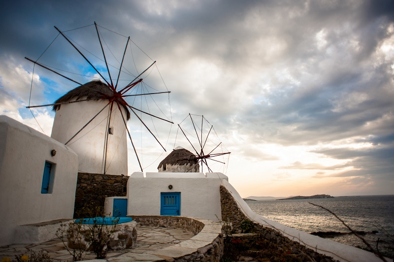 Moinhos na ilha de Mykonos